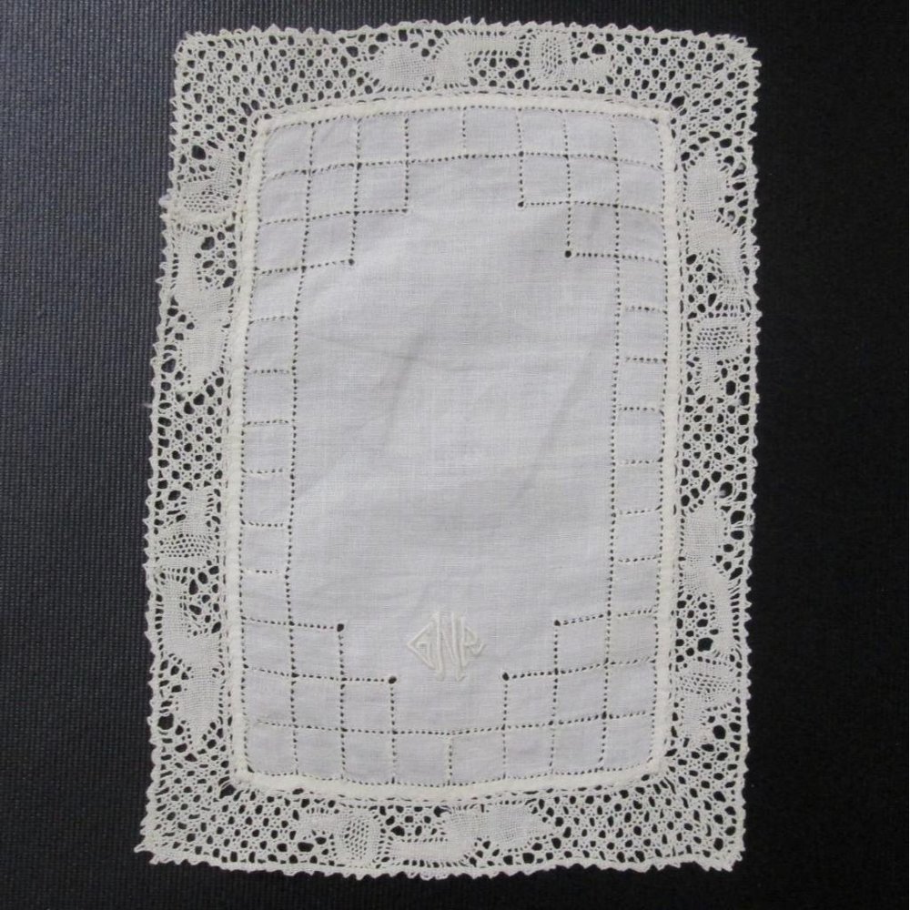 Vintage Monogram Pulled Thread Handkerchief Lot 3… - image 2